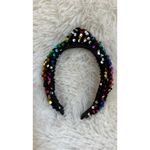 Headband metallic Velvet & Sequin Plush Headband. Rainbow Sequin Twist Black Photo 8