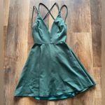 Lulu's Forest Green Backless Skater Dress Blue Size M Photo 0