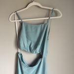 Reformation 'Kiwi' Turquoise Blue Asymmetrical Cutout High Slit Dress 4 Photo 4