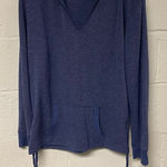 Daisy Fuentes  Women’s Blue Relaxed Hooded Long Sleeve Shirt Size XL Photo 0