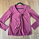 Garnet Hill cotton wine collared ruffle blouse large Photo 5