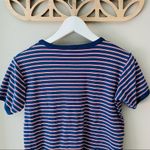 Brandy Melville  Striped Cropped Tee Shirt Blue/Red Sz OS Photo 7