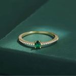 Sterling Silver NIB - Green Stone Gold Tone  Ring. Photo 3