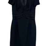 Calvin Klein  black short sleeve sheath dress hidden back zip fun buttons size 8 Photo 0