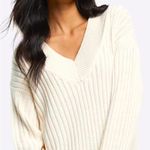 River Island  Dawn Long Sleeve Rib Maxi Sweater Dress - Cream Size M Photo 3