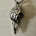Gothic Raven Skull Pendant Necklace with Ornate Scrollwork Silver Photo 8
