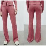 ZARA  Ribbed Knit High Waist Flare Pants Pink Stretch Size Medium Boho Bohemian Photo 1