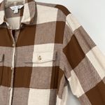 Old Navy  Flannel The Boyfriend Shirt Brown Cream Neutral Oversized Size M Photo 2