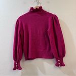 Kate Spade Pearl Button Cuff Ruffle Sweater Pink Size Small Photo 6