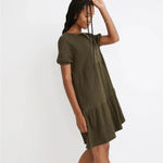 Madewell Resourced CrinkleKnit Tiered Mini Dress Size S-Fits L/XL - Green - NWT Photo 1