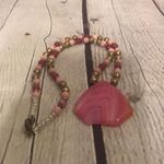 Handmade Handcrafted Pink Stone Beaded Pendant OOAK Photo 7