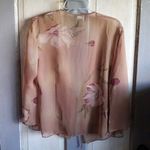Virgo Sheer Brown Floral Cardigan Tie Front Size 12 Photo 2