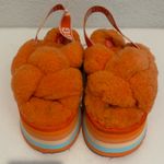 UGG  Disco Knot Slides Orange Platform Sandal Sheepskin Fluffy Size 8 Photo 1