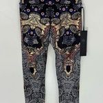 Noli Yoga Gilded Legging NWT Size Small Foiled Gold Paisley Print Photo 6