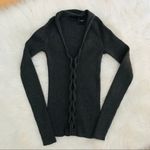 Moda ribbed deep v-neck top gray size XS Photo 0