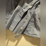 American Eagle  striped ruffled‎ button down shirt - blue, white - Size Small Photo 3