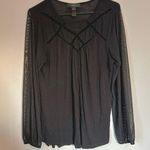 August Silk Black Sheer Long Sleeve Top - Medium Photo 0