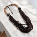 Chico's Chico’s black beaded layered multi-strand twisted necklace leather cord‎ Chunky Photo 1