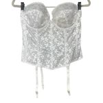 JC Penny Vintage 60 70s JCPenney White Lace Bustier with Garter Straps 38C Union Made USA Photo 2