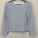 ALC Frank A.L.C Navy Stripes Boat Neck Puff‎ Long Sleeve Blouse Size M Photo 0