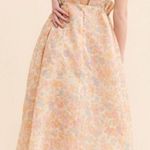 Selkie Puffy Pinafore Floral Dress in Cream Yellow Size M Photo 1