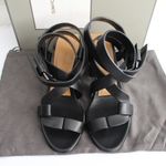 Tom Ford  Black Strappy Leather Toe Ring Metallic Tan Block Heel Sandals Photo 6