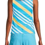 LANDS' END Blue and Yellow Size 10 Chlorine Resistant High Neck Tankini Swim Top Photo 1