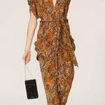 Gilner Farrar Jade Viper Snakeskin Print Puff Sleeve Jumpsuit Size XL Brown Photo 0