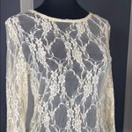 Women’s Sheer Sexy Cream Lace Floral Long Sleeve Top Bodycon Size L NWOT Size L Photo 1