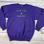 Vintage Cape Cod Sweatshirt‎ Adult Size Large Purple Embroidered Lighthouse 90s Photo 0