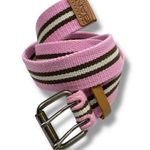 Y2K GANT Canvas Leather Pink Striped Preppy Belt Photo 11