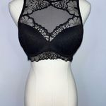 PINK - Victoria's Secret PINK VICTORIA’S SECRET Black Floral Lace High Neck Bralette Bra Small Photo 1