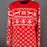 Women’s Christmas Holiday Sweater Dress and Beanie Size L Red Size L Photo 0