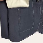 ESCADA Navy White Contrast Stitched Virgin Wool Classic Blazer Jacket Size M Blue Size M Photo 3