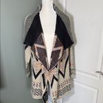 Adora Open Front Cardigan Sweater Jacket Black Beige Aztec Boho Tribal Size M Size M Photo 1