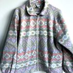Alfred Dunner VTG  Full Zip Up Jacket Multi Color Pastel Aztec Pattern Jacket L Photo 0