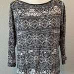 Rafaella  Black/White Abstract Print 3/4 Sleeve TShirt Size Med Petite Photo 0