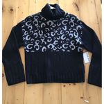 Nine West Sweater Cheetah Print Cowl Neck ~Size XS Long Sleeve Black New Knit Photo 0