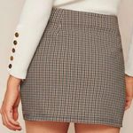 Houndstooth Print High Waisted Mini Skirt size 6 / Medium Brown Photo 1