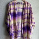 Charlotte Russe Purple Tie Dye Flutter Sleeve Kimono Top Photo 0