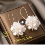 White and Gold Floral Earrings with Iridescent Sheen Photo 2