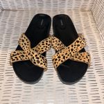 Birdies  The Robin Leopard Cheetah Print Calf Hair Slide Sandals Size 8.5 Photo 2
