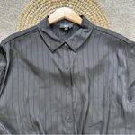 DKNY NWT  Women’s Jacquard Point Collar Long Sleeve Tie Front Blouse in Black L Photo 3