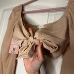 Better Be  Beige Tie-Front Crop Top Photo 4