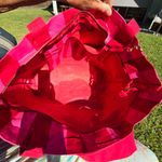 Victoria's Secret Bright Pink Striped Thick Canvas Weekender Bag Zipper 26x17x6" Photo 5