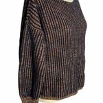 Colorful Blue Striped Knit Cropped Sweater 37PE Size M Photo 2