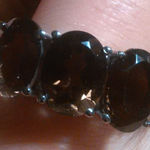 Brazilian Smokey Quartz Three Stone Stainless Steel Ring (Size 7) Photo 0