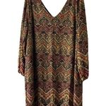 Soho Apparel Chevron Floral Print Tunic Shift Dress Sz 2XL Boho Grunge V Neck Photo 1