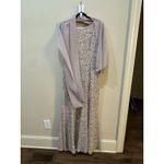 Alex Evenings  High Neck Sequin Fit and‎ Flare Dress with Shawl size 12 Champagne Photo 2