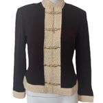 St. John Collection Knit Brown Jacket contrasting trim along the collar Size 8 Photo 5